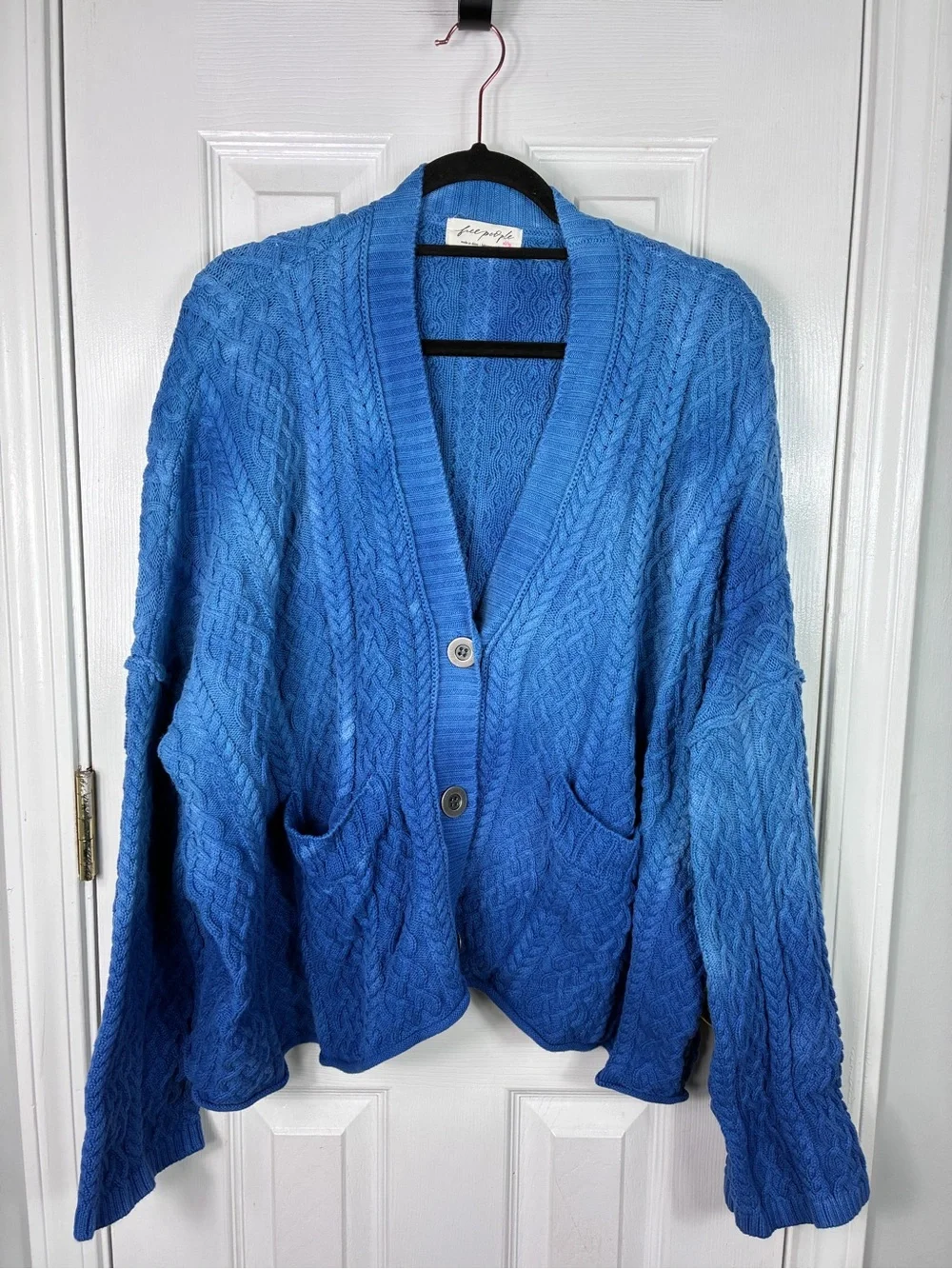 Free People Washed Ashore Cable Knit Cardigan Size Large Xl